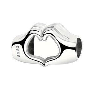 S925 Sterling Silver Heart Hand Charm/Pendant - NWT